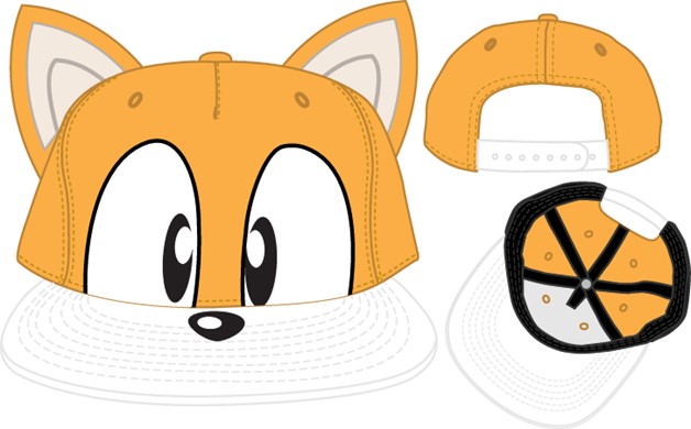 [775168] Tails Face Snapback Hat with 3D Ears