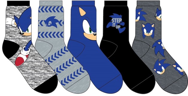 Lot de 5 paires de chaussettes Sonic pour enfants