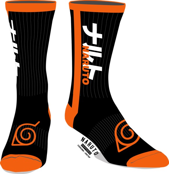 Naruto - Black & Orange Kanji Mens Socks