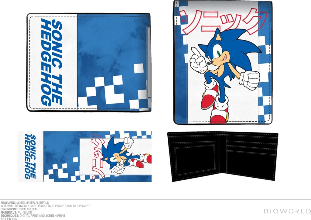 Portefeuille à deux volets Sonic The Hedgehog - Bleu