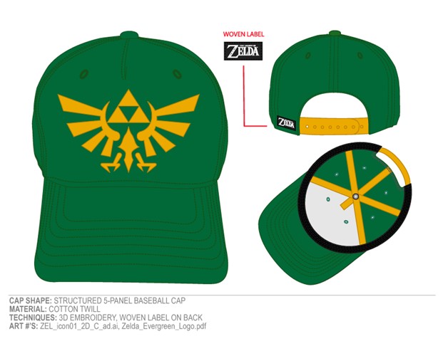 Legend of Zelda Hyrule Brodée Vert Casquette Snapback