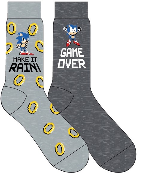 Sonic Grey Mens Crew socks 2 Pack