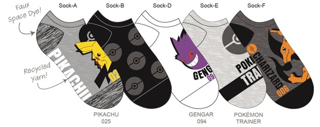 Lot de 5 paires de socquettes Pokemon pour garçon