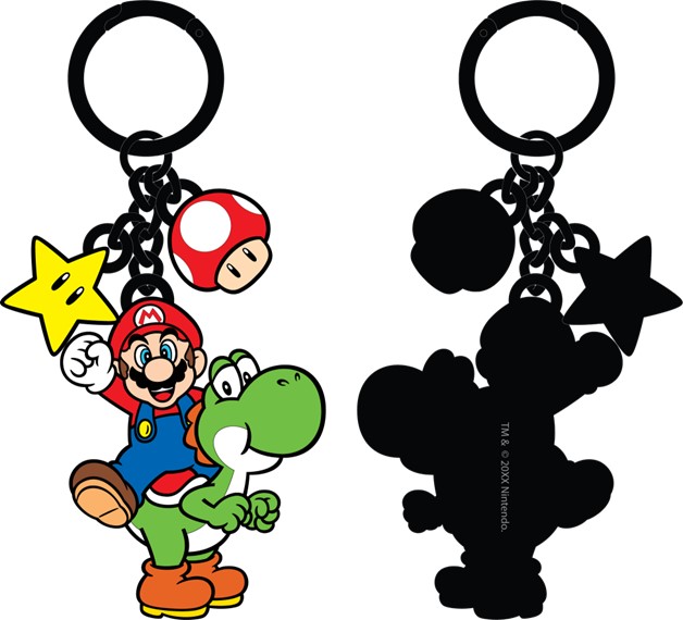 Super Mario: Mario & Yoshi Keychain with Charms