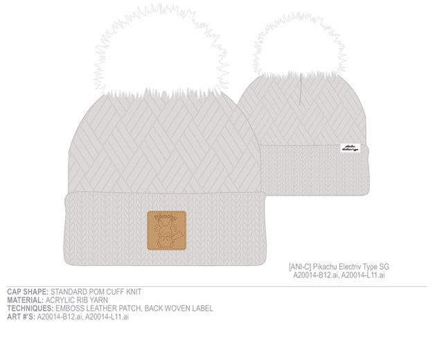 Pokémon: Pikachu Grey Beanie with Pom