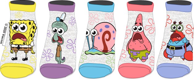 Chaussettes de cheville pour dames Bob l'éponge 5 paires
