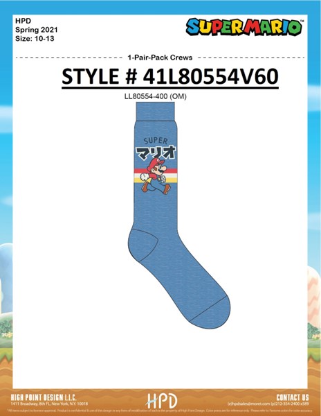 Chaussettes bleues Super Mario