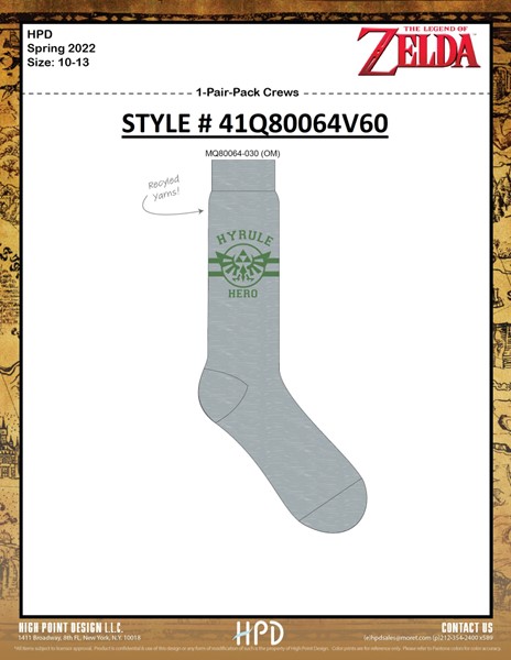 The Legend of Zelda - Hyrule Hero Chaussettes grises
