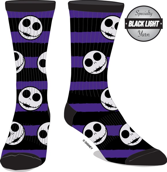 The Nightmare Before Christmas: Chaussettes rayées violettes et noires de Jack