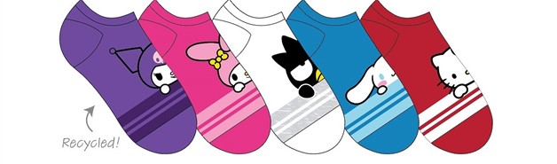Hello Kitty and Friends No Show Socks 5 Pack