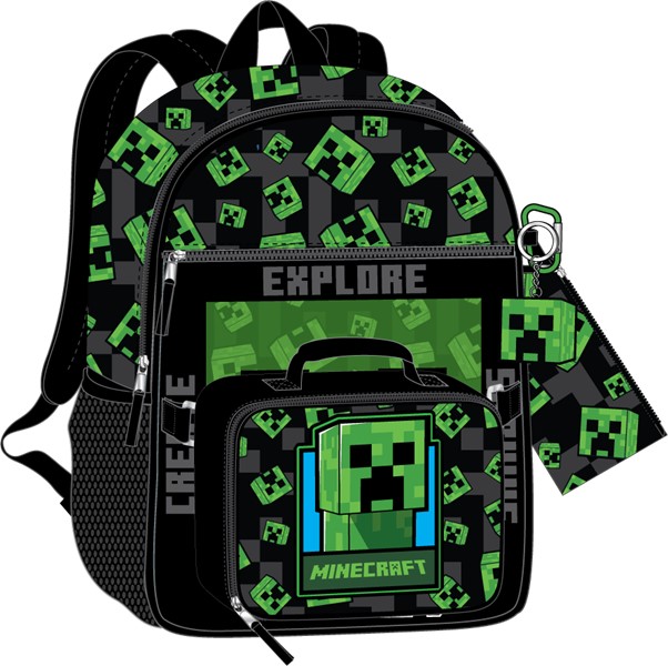 Minecraft Creeper Sac à dos pour enfants 5 pièces