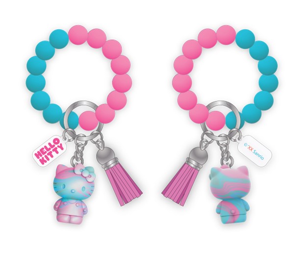 Hello Kitty Pink & Blue Bead Keychain