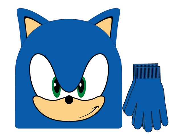 Sonic Face Kids Hat & Glove Set