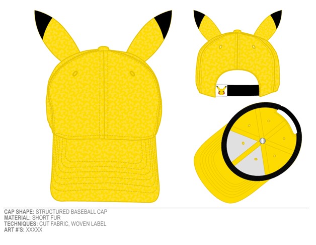 Casquette Pikachu Jaune avec Oreilles