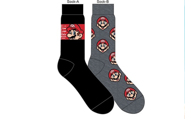 Super Mario Black & Grey Socks 2 Pack