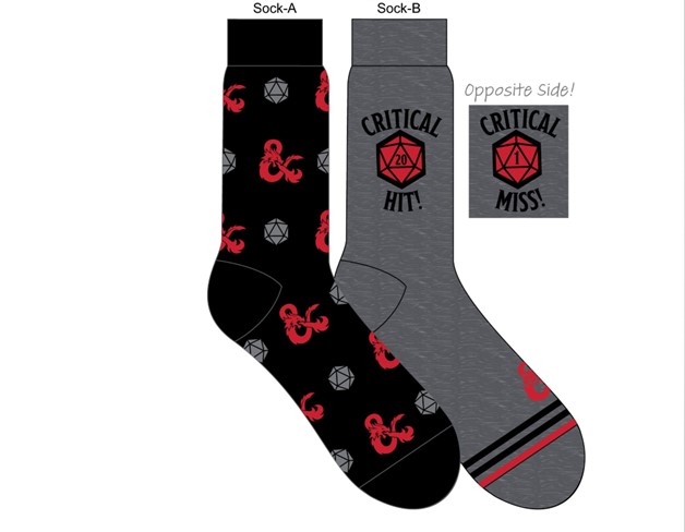 Dungeons & Dragons - Lot de 2 chaussettes noires et grises