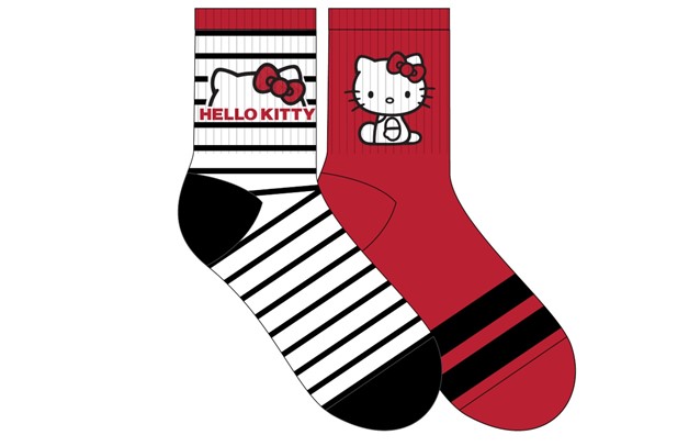 Hello Kitty Red & Black Striped Socks 2 pairs