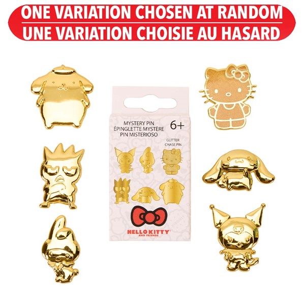 Loungefly : Badge de boîte mystère en or du 50e anniversaire de Sanrio