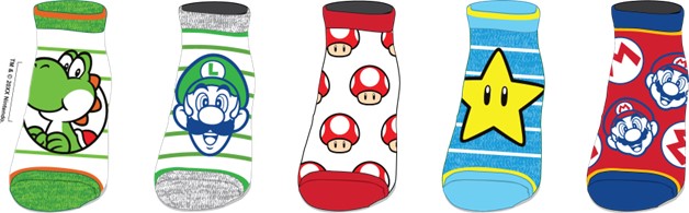 Lot de 5 socquettes personnages de Super Mario