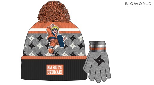 Ensemble bonnet et gants d'hiver Naruto pour enfants