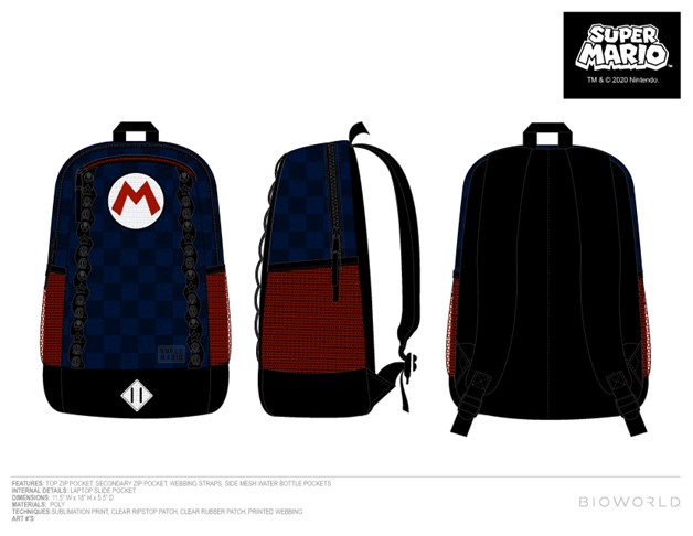 Sac à dos Super Mario à carreaux bleu marine
