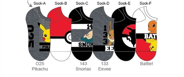 Lot de 5 paires de chaussettes Pokémon pour femmes