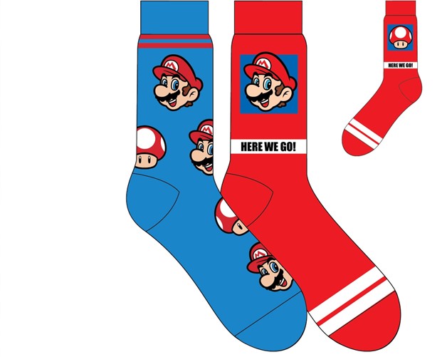 Super Mario Red & Blue Crew Socks 2 Pack