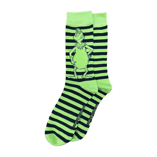 Grinch Green & Black Striped Socks