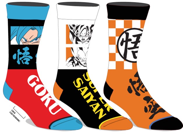 Lot de 3 paires de chaussettes Super Saiyan Dragon Ball Z : Goku et Vegeta