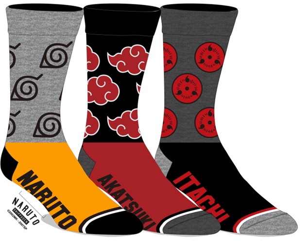 Naruto Akatsuki Itachi Socks, 3 pack