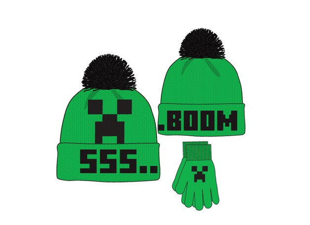 Ensemble bonnet et gants Minecraft Creeper