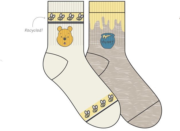 Winnie the Pooh Honey Socks, 2 pack