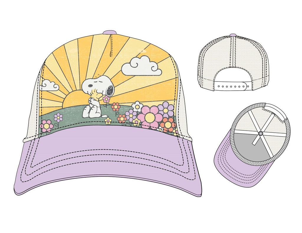 Peanuts : bonnet Snoopy lilas pour enfants