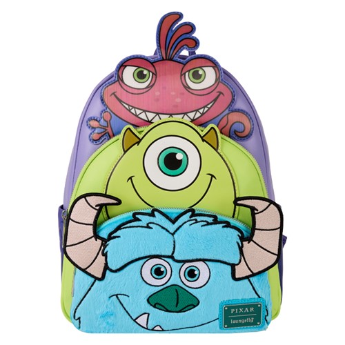 Loungefly: Monsters, Inc. - Sulley, Mike, & Randall Triple Pocket Mini Backpack