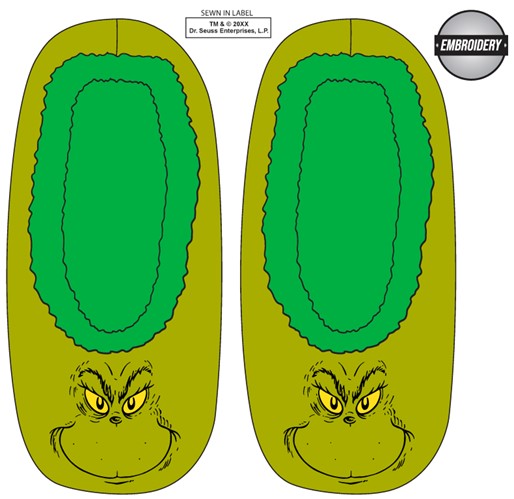 Pantoufles brodées pour enfants Comment le Grinch a volé Noël