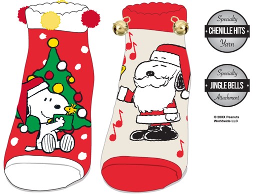 Chaussettes de Noël Peanuts pour femmes avec grelots (lot de 2)