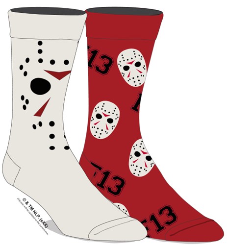 Friday the 13ths White and Red Mask Socks