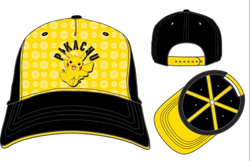 Pokémon Pikachu Casquette Jaune et Noire