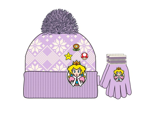 Super Mario Bros: Princess Peach Kids Beanie and Gloves Set