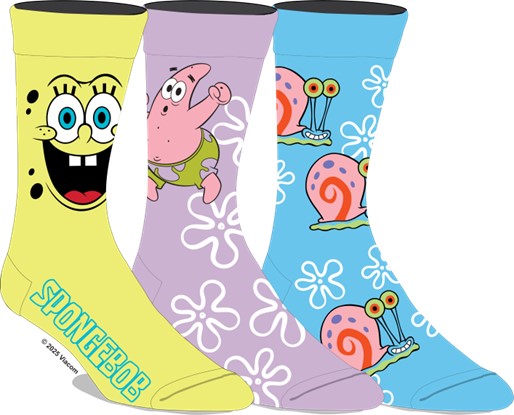 Lot de 3 chaussettes Bob l'éponge : Bob, Patrick et Gary