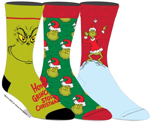 Lot de 3 paires de chaussettes de Noël Grinch