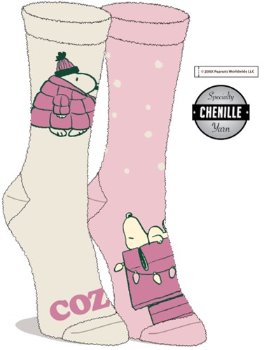 Lot de 2 paires de chaussettes roses Snoopy Peanuts
