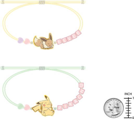 Bracelet de perles Pokémon Pikachu et Évoli - Lot de 2