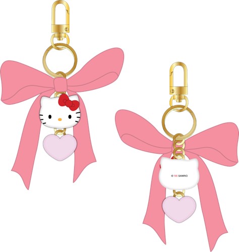 Porte-clés Hello Kitty rose avec nœud et cœur