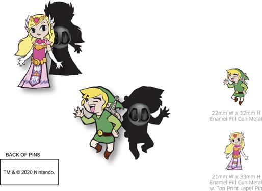 Legends of Zelda Link and Zelda Pins 2-Pack