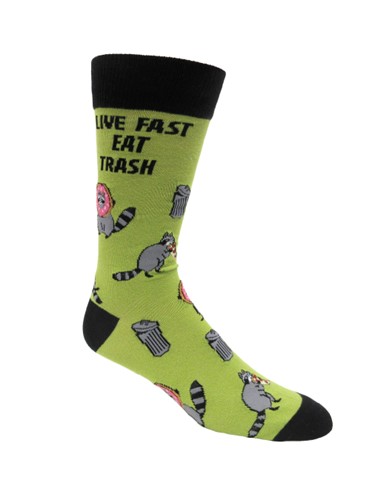 Live Fast Eat Trash Novelty Crew Sock