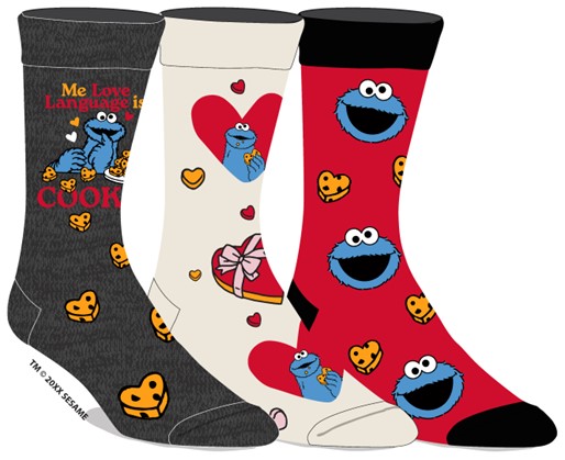 Cookie Monster My Love Language is Cookies Heart Socks 3-Pack