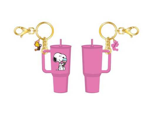 Porte-clés Snoopy avec mini gobelet rose et glace