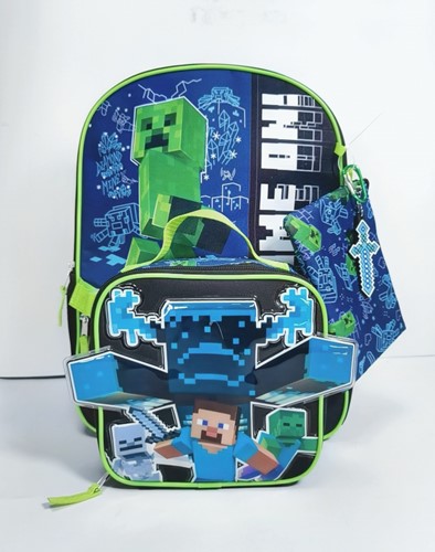 Minecraft Kids Backpack Set 3-Piece
