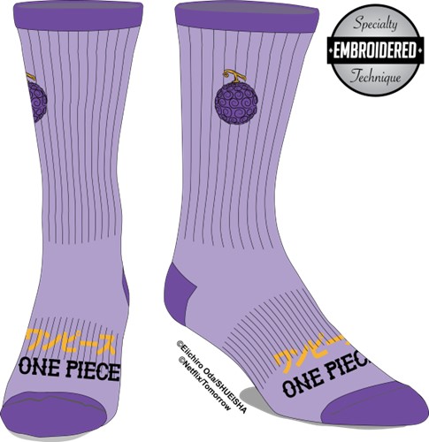 Chaussettes One Piece brodées violettes Fruit du Démon